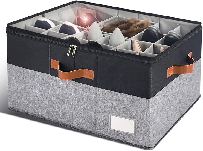 Shoe Organizer for Closet, Foldable Shoe Storage Bins by RONCHIL