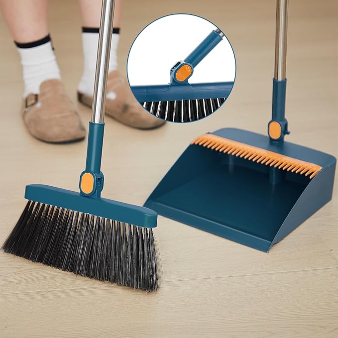 Suclain 4 Set 8 Pcs Broom and Dustpan Set 47 Inch Long Handle Brooms - Image 5