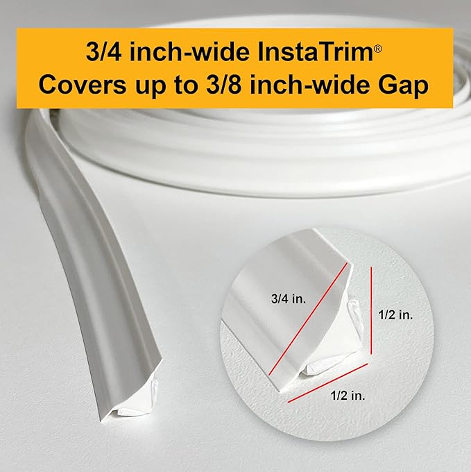 InstaTrim The Original Flexible Trim - 50ft Grey 3/4" Wide Caulk Tape - - Image 3
