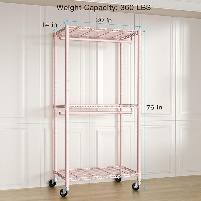 FUTASSI P1 Medium Heavy-Duty Portable Closet, Metal Rolling Clothing Rack - Image 6