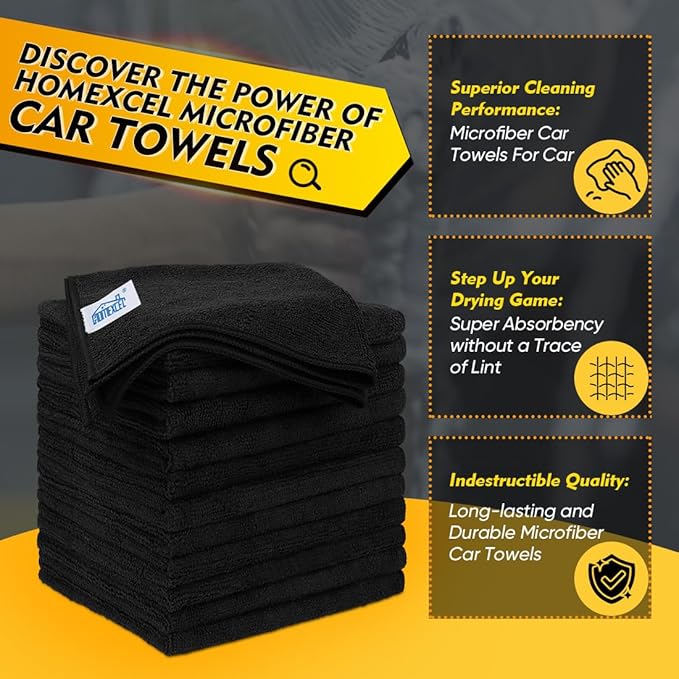 HOMEXCEL Microfiber Cleaning Cloth 20 Pack 11.5 x 11.5 inch Microfiber Towels - Image 2