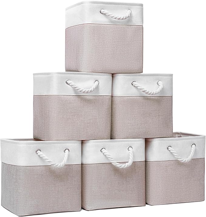Cube Storage Bins, Collapsible Fabric Storage Cubes Bins, 11 Inch Cube Storage by BOFUGA