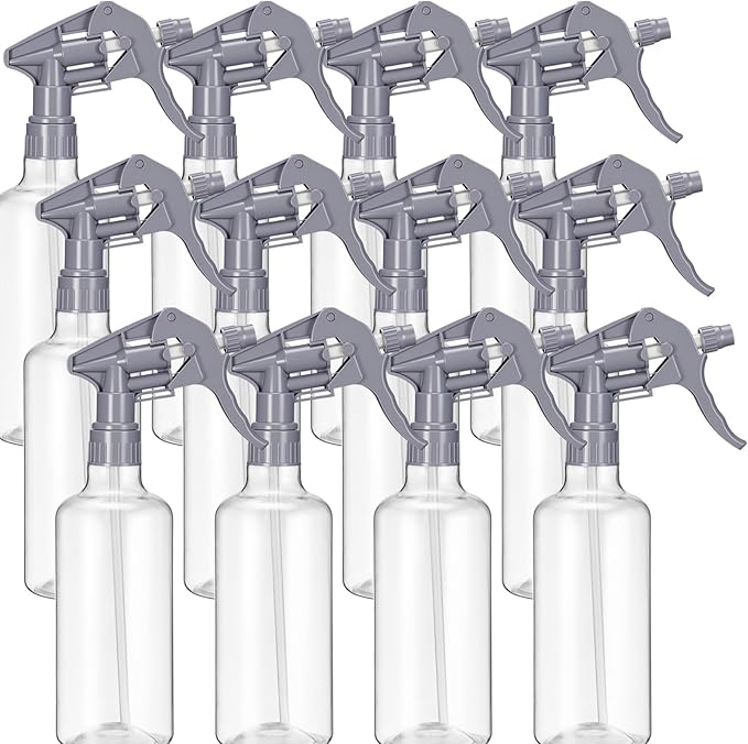 Eccliy 12 Pcs 16 Oz Plastic Spray Bottle, Adjustable Empty Reusable Sprayer by Eccliy