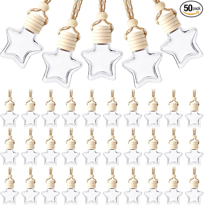 BBTO 50 Pcs Hanging Car Air Freshener Car Diffuser Bottles Empty Glass Perfume by BBTO