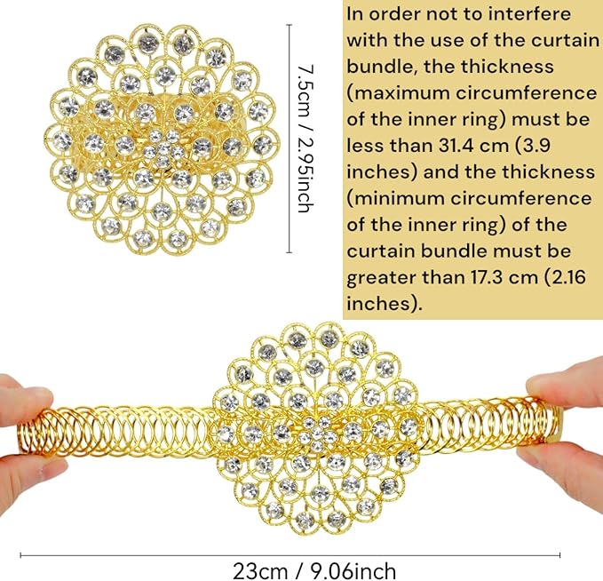 2 Pack Crystal Flower Curtain Tiebacks – Decorative Spring Wire Buckle Clips - Image 5