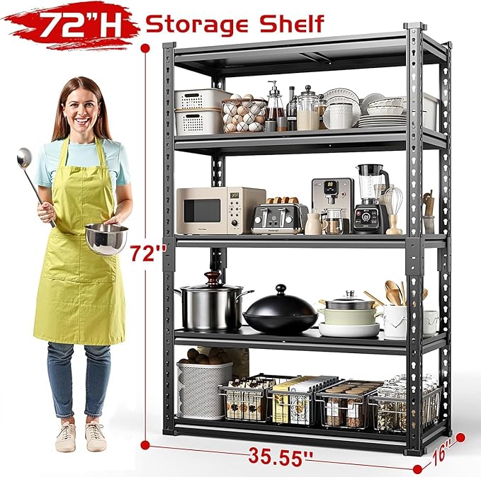 TigerParty 2050LBS Heavy Duty Garage Shelving, 5-Tier Adjustable Storage Shelves - Image 2