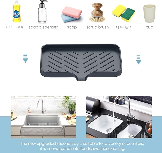 Kitchen Soap Tray, Kitchen Sink Tray Sponge Tray Kitchen Sponge Holder Self - Image 5