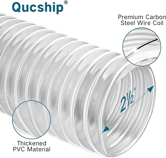 PVC Dust Collection Hose 4" x 20', Puncture Resistant Clear PVC Dust Collection - Image 4