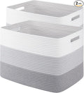Storage Baskets for Organizing, 2 Pack Woven Basket for Storage, Rectangle by SIXDOVE