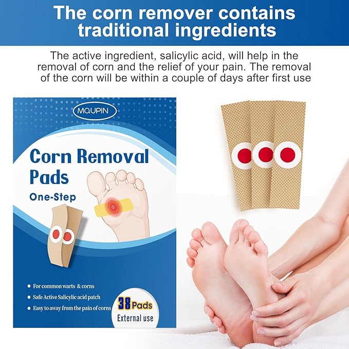 38 Count Corn Removal Pads for Feet and Toe, Corn Plasters Feet Remover for - Image 3