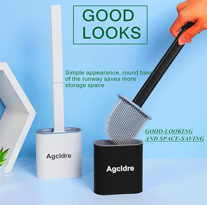 Toilet Brush with Holder Silicone Toilet Brush and Cleaning Brush - Image 2