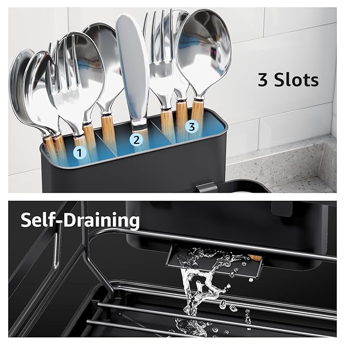 Dish Drying Rack for Kitchen Counter, Space-Saving Dish Rack, Sink Kitchen - Image 4