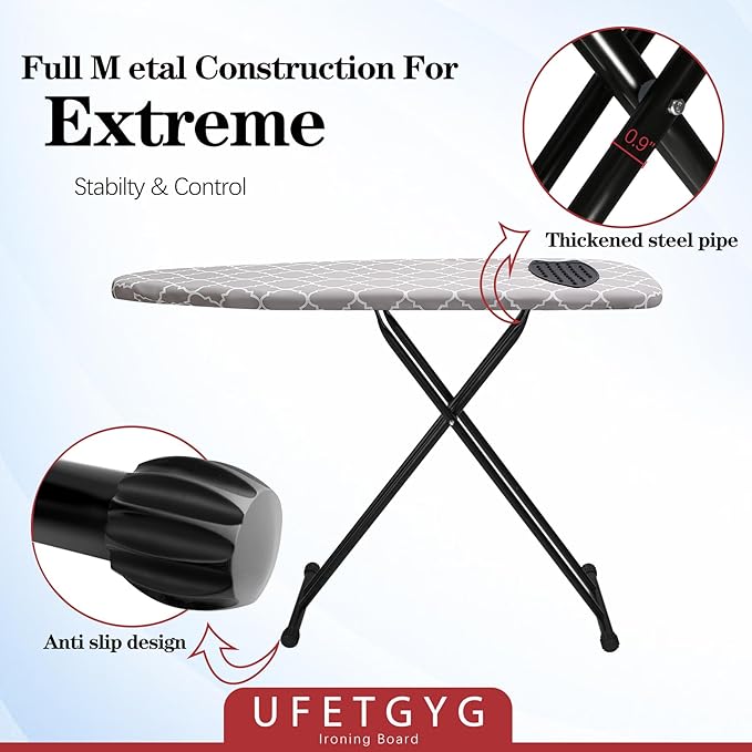 Ironing Board with Silicone Iron Rest pad, Extra Thick Cover, 14x54 Compact and - Image 4