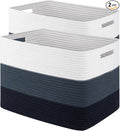 Storage Baskets for Organizing, 2 Pack Woven Basket for Storage, Rectangle by SIXDOVE