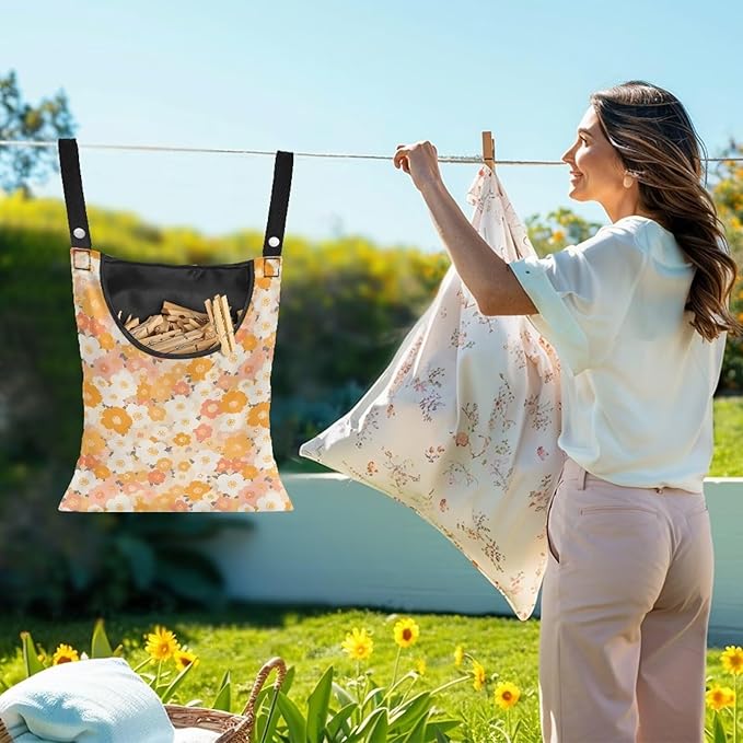 Clothes Pin Hanging Bag with Hanging Rope 14.5 X 12 Inch Clothespin Bag - Image 2