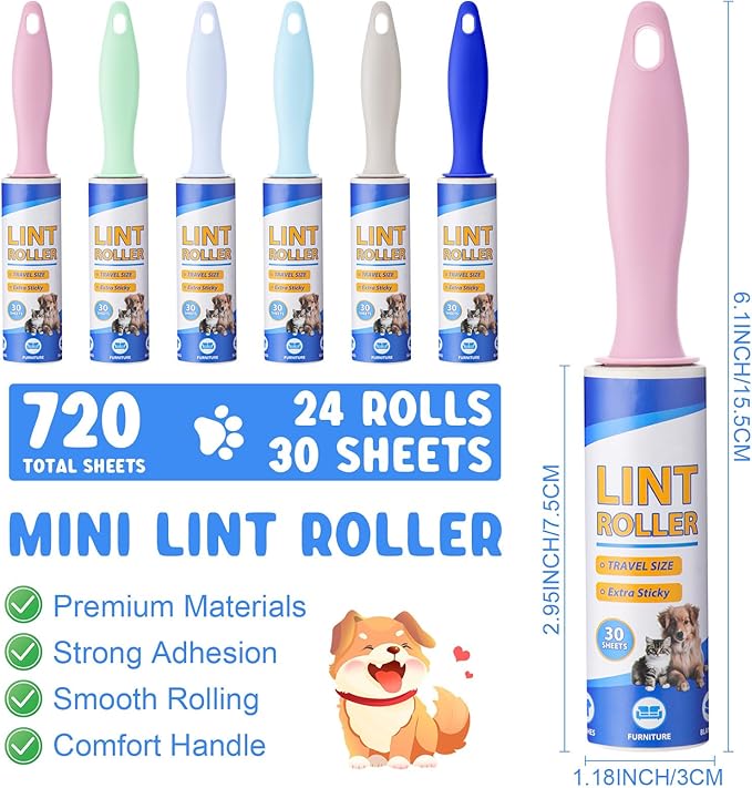 Hushee 24 Pack Bulk Mini Lint Roller - Image 2