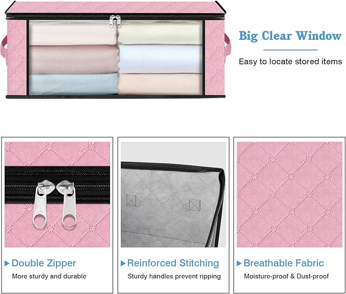 HomeHacks Storage 3-Pack Clothes Organizer Storage Bags Foldable Storage Box - Image 4
