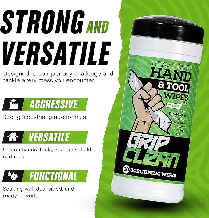 Grip Clean Heavy Duty Hand & Tool Cleaning Wipes – Waterless Hand Cleaner - Image 3