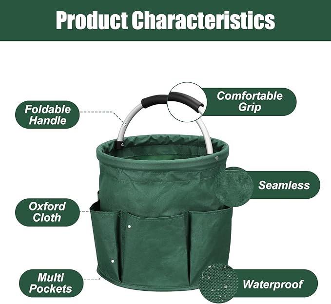 Qivine 17L Cleaning Caddy with Handle, Cleaning Supply Caddy Foldable Cleaning - Image 4