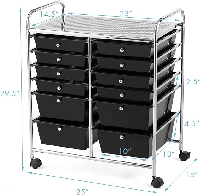 GOFLAME 12-Drawer Rolling Storage Cart, Mobile Utility Cart - Image 3