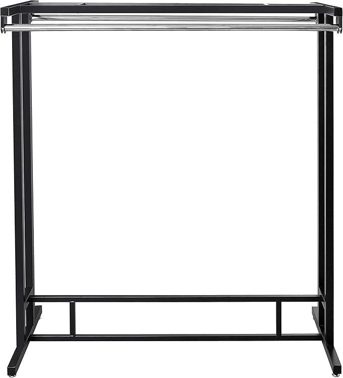 MyGift Black Stainless Steel Freestanding Garment Rack, Heavy Duty Double Rod - Image 5