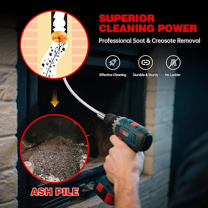 30 Feet Chimney Sweep Kit, Chrome Button Locking System, Chimney Cleaning Kit - Image 2