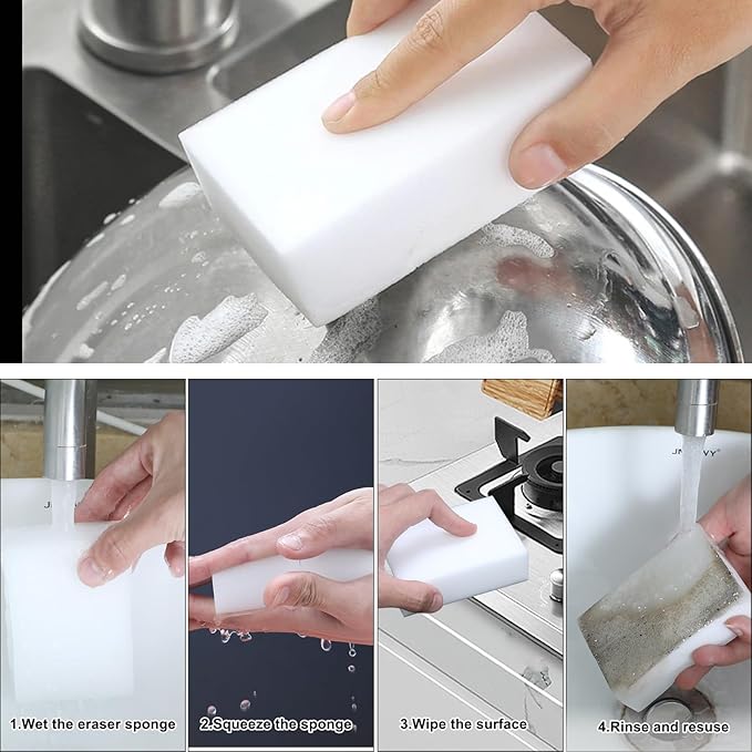 2X Density Magic Sponge Eraser, 50 Pack Multi-Functional Household Cleaning - Image 3