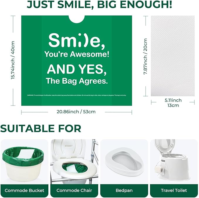 Commode Liners with Absorbent Pads, Universal Disposable Commode/Bed Pan Liners - Image 6