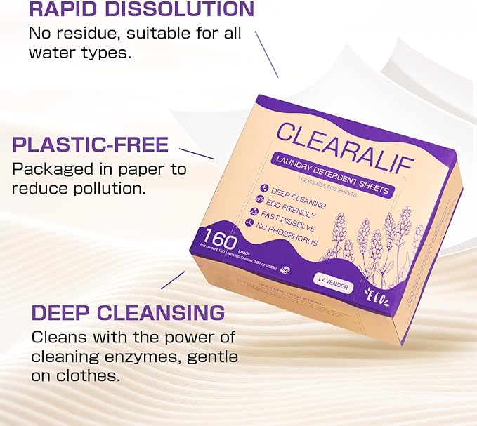 CLEARALIF All in One Laundry Detergent Sheets Kit, Lavender Scent, 160 Loads - Image 3
