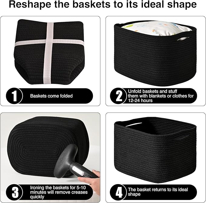 Black Storage Baskets for Shelves, Small Storage Baskets for Organizing - Image 7