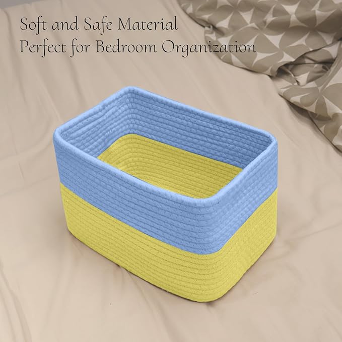 Hopegiver Woven Storage Baskets 11x8x7 Inch, 3 Pack Collapsible Cube Storage Bin - Image 5