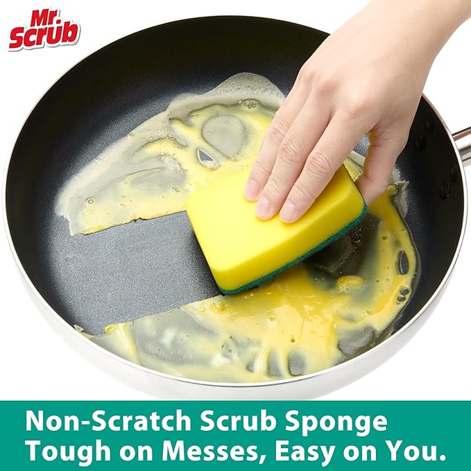 Sponges Kitchen Scrub Dish Sponge Scouring Pad, 48 Pack Cleaning Brush Scrubber - Image 2