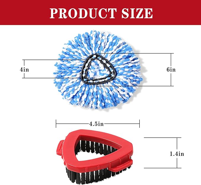 4 Pack Spin mop Replacement Head, Spin mop Scrub Brush, Microfiber Mop Refills - Image 9