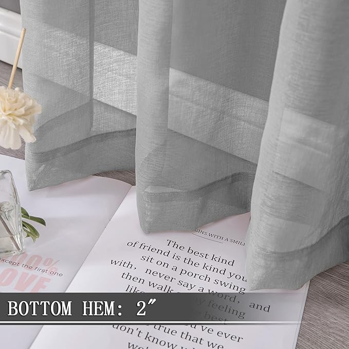 Tollpiz Sheer Curtains Living Room Linen Textured Curtain Sheers Light - Image 4