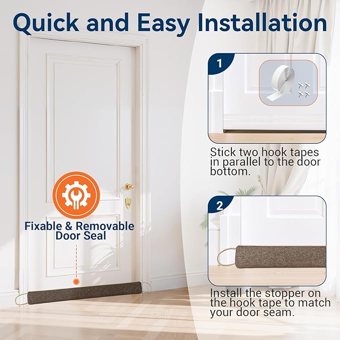 Door Draft Stopper for Bottom of Door, 36’’ Heavy Duty Under Door Draft Blocker - Image 5