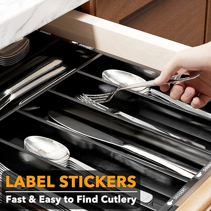 SpaceAid Bamboo Silverware Drawer Organizer - Image 5