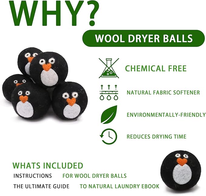 Pack of 6 Wool Dryer Balls, Muulaii Reusable Fabric Softener, Extra Large - Image 8