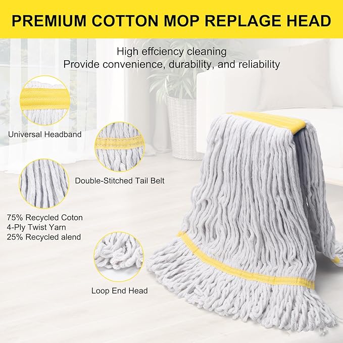 KeFanta 6 Pack Heavy Duty Commercial Mop Head Replacement, Wet Industrial - Image 6