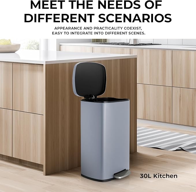 13.2 Gal Kitchen Trash Can, 50L Recycling or Garbage Bin, Brushed Stainless - Image 5