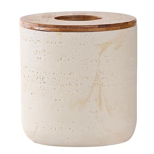 Natural Travertine Textures Beige Mini Trash Can by Polytree