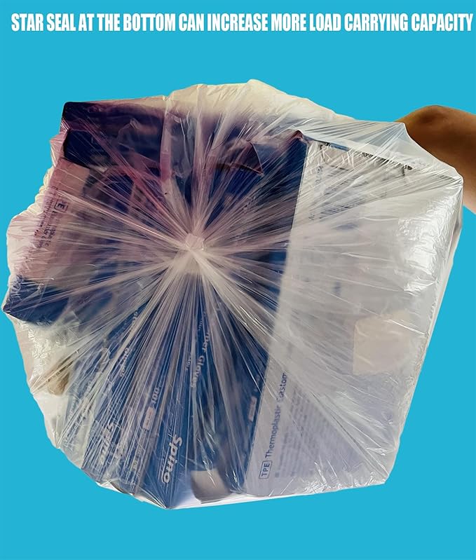 55-60 Gallon Trash Bags, Heavy Duty Clear Plastic Recycling Bags, Construction - Image 5