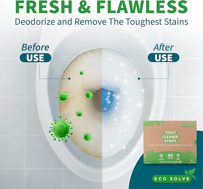 Natural Toilet Bowl Cleaner Strips, Eco-friendly, Septic Safe, Removes Odors & - Image 7