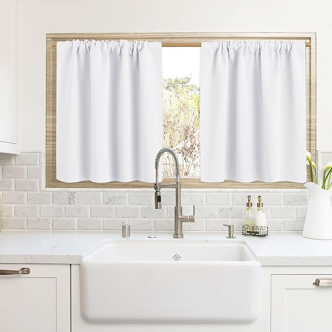 RYB HOME Blackout Curtains for Kitchen, Over Sink Privacy Curtains Window Decor by RYBHOME