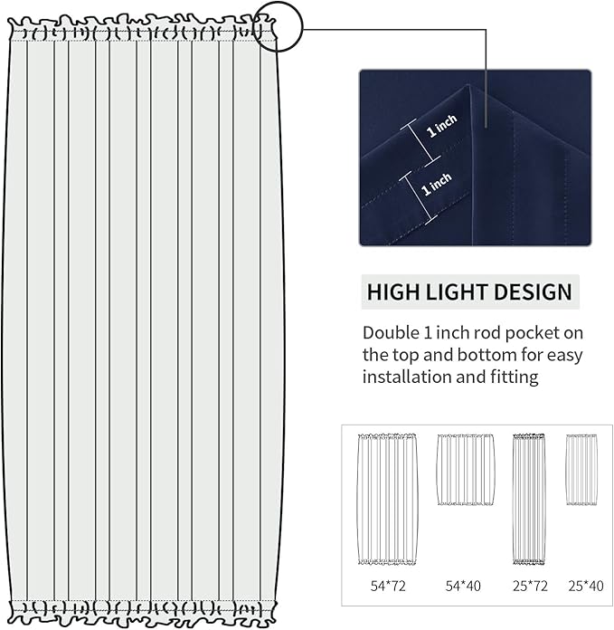 DWCN French Door Curtains – Rod Pocket Thermal Blackout Curtain - Image 3