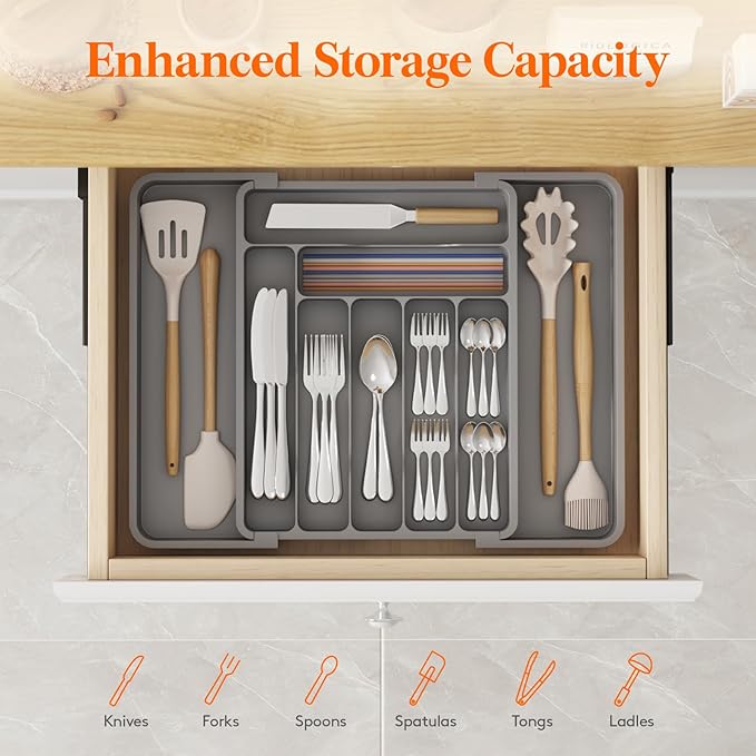 Lifewit Silverware Drawer Organizer, Expandable Utensil Organizer - Image 2