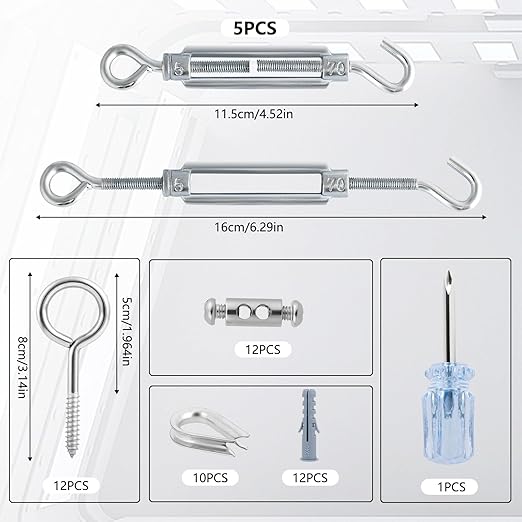 Turnbuckles for Cables Wire, 1/8" X 100Ft White PVC Coated Wire Rope Kit - Image 2
