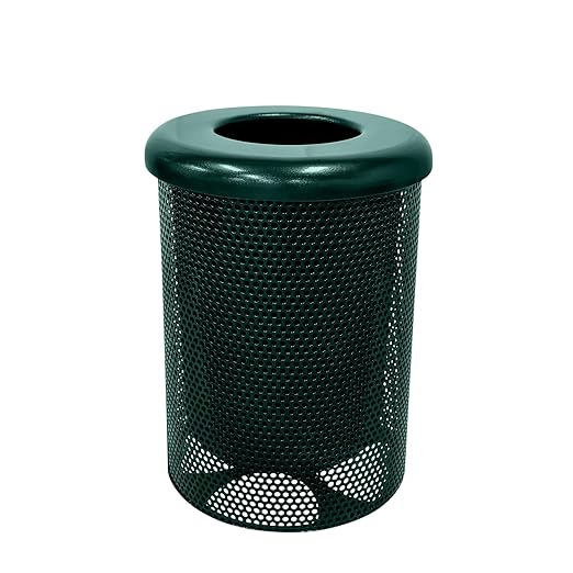 COATEDOUTDOORFURNITURE RFT-P-DGRN Heavy Duty Round Trash Receptacle by CoatedOutdoorFurniture