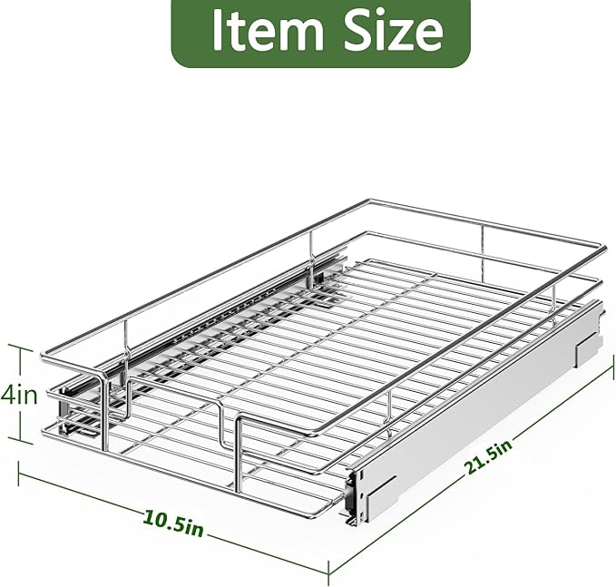 LOVMOR Pull Out Cabinet Organizer 10½"W x 21½"D, Kitchen Cabinet Pull Out - Image 3