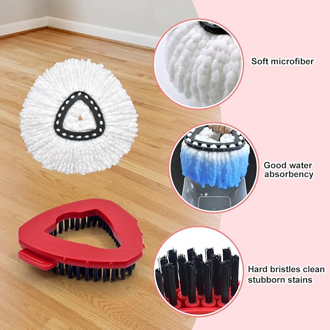 Spin Mop Handle Mop Heads Mop Base Mop Scruby Brush Replacement Sets Combo - Image 7