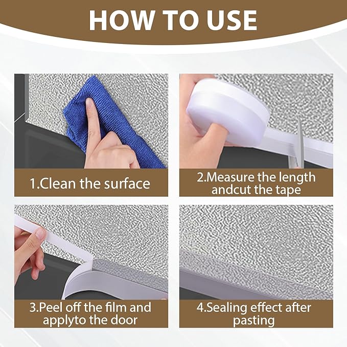 FOURGUN Silicone Weather Stripping Seal Door Tape 35 MM * 33FT Insulates - Image 5